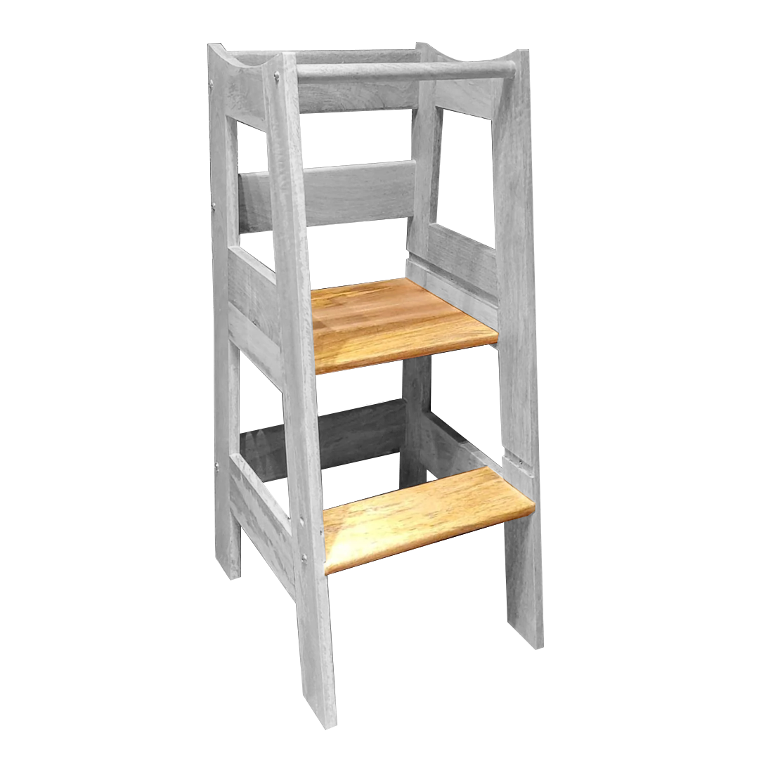 Montessori Helping Tower - Non Foldable | Wooden Montessori Learning Tower | Step - Up stool for kids | Age 18 Months - 7 years