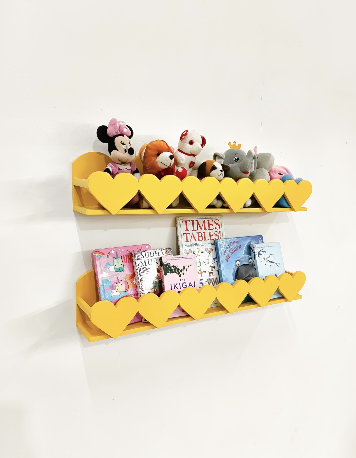 Wall Book Shelf | Bookshelf for kids | Toy storage ( Set of 2) | Hearts Shelf