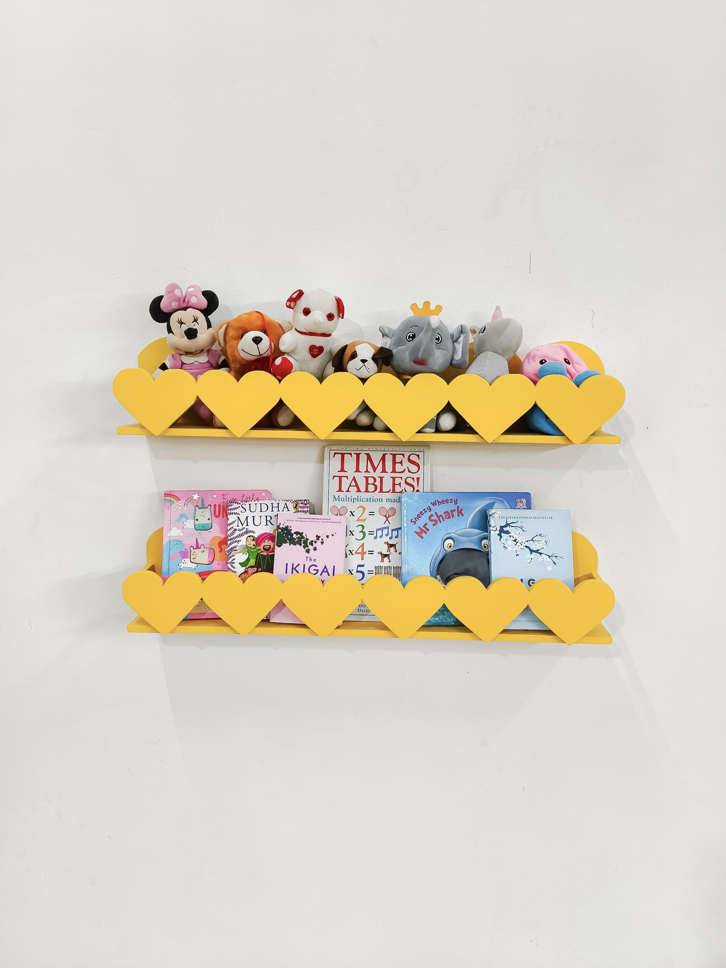 Wall Book Shelf | Bookshelf for kids | Toy storage ( Set of 2) | Hearts Shelf