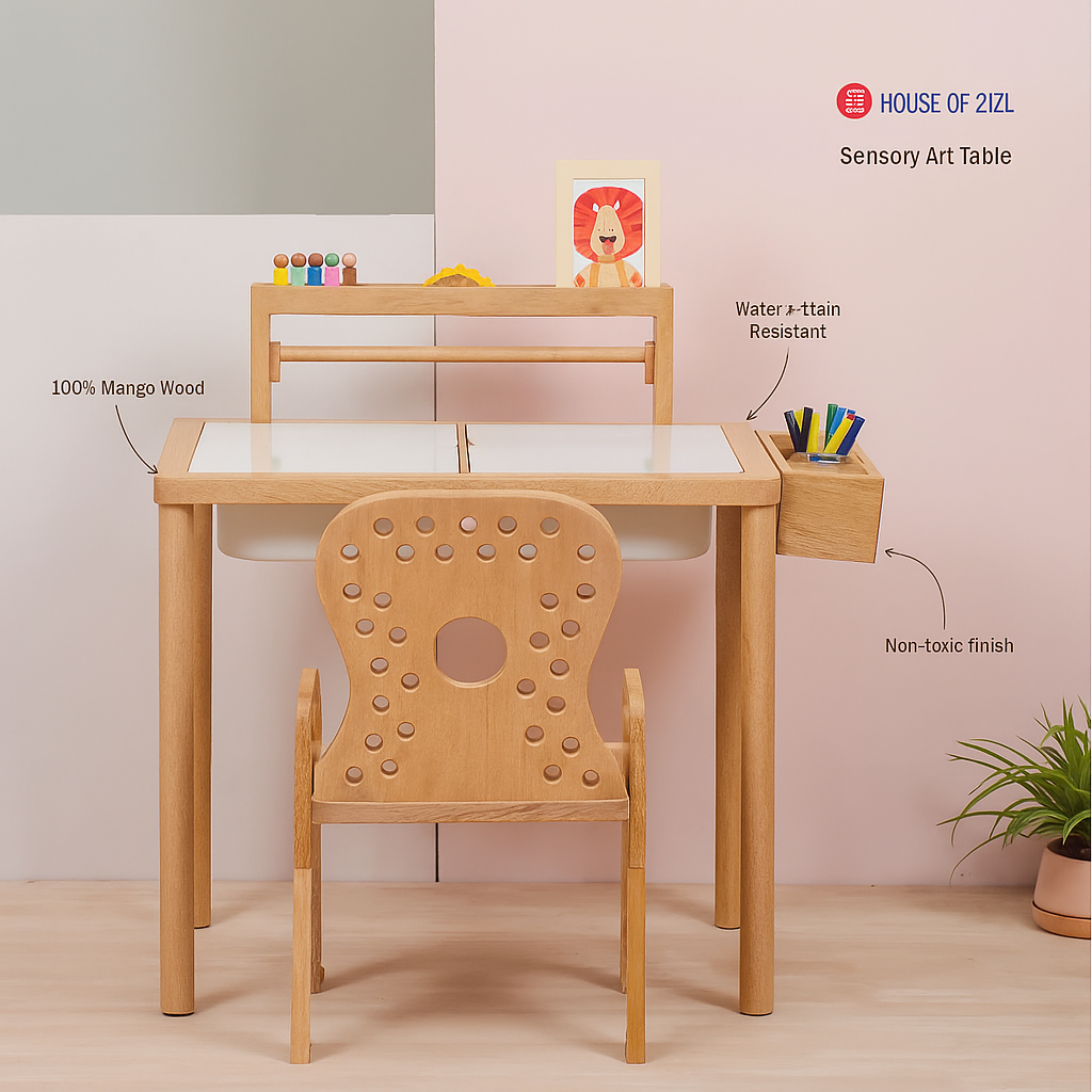 Sensory art table with height adjustable chair