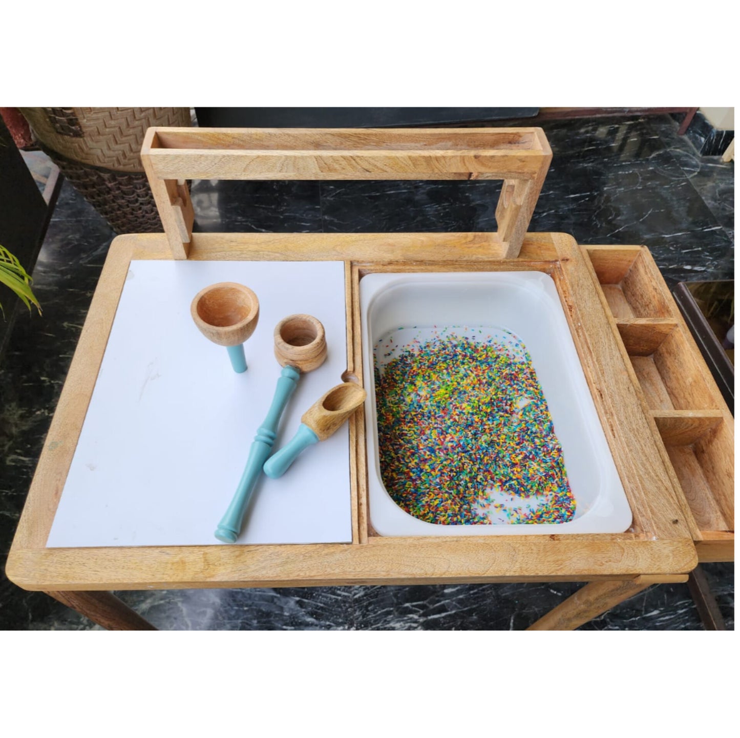 Sensory - Art - Study Table | Flisat Table for Toddlers | Activity Table with Bins and White board | Sensory Development Play | Montessori Inspired | Sand Play | Water Play | Child Safe | Non Toxic Paints