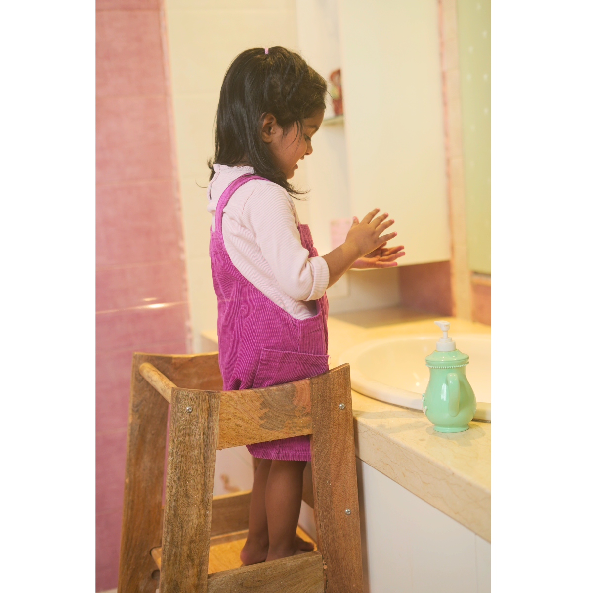 Montessori Helping Tower - Non Foldable | Wooden Montessori Learning Tower | Step - Up stool for kids | Age 18 Months - 7 years