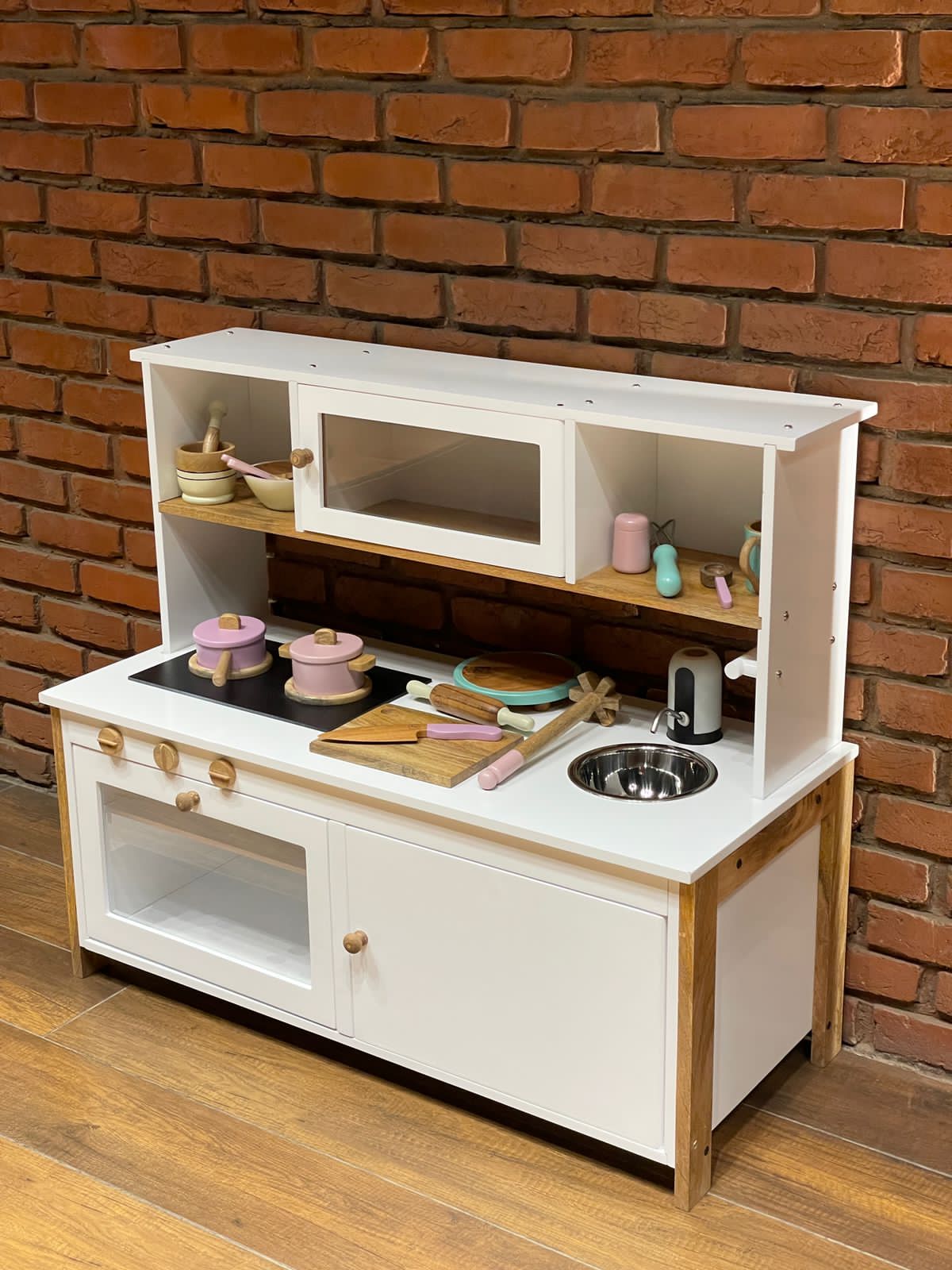 Wooden Play Kitchen with Water Dispenser