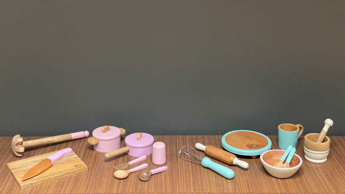 Wooden Play Kitchen with Microwave