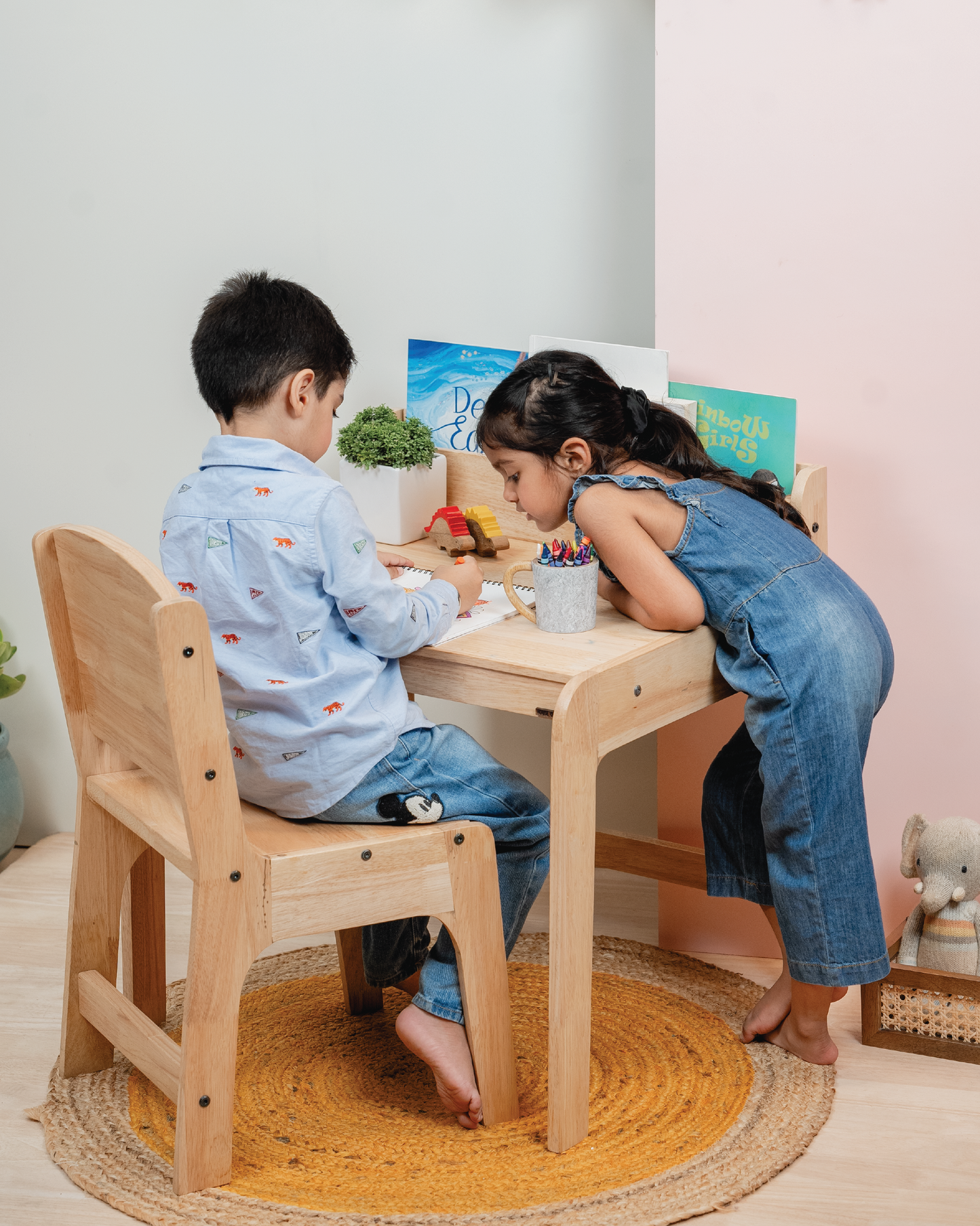 Study Table and Chair - Solid Rubberwood set | Study Table | Study Table for kids | Kids Study Table