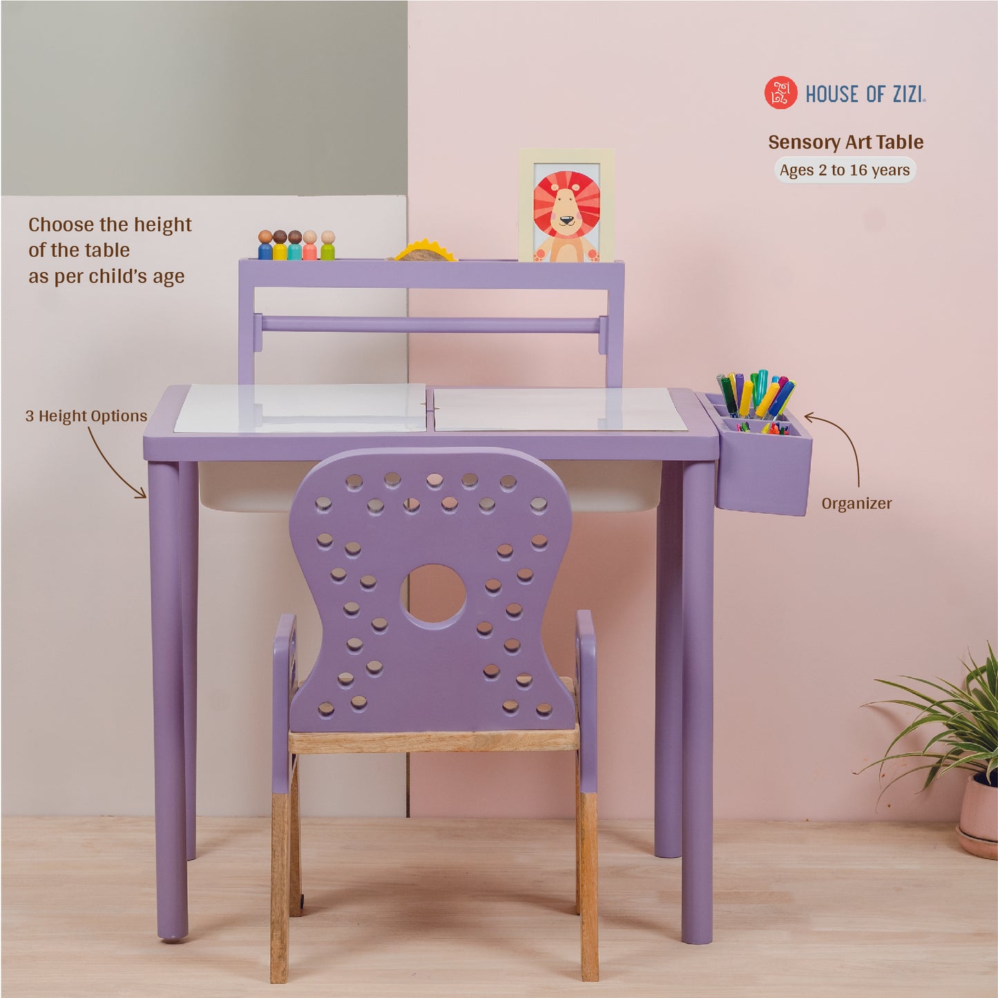 Sensory art table with height adjustable chair
