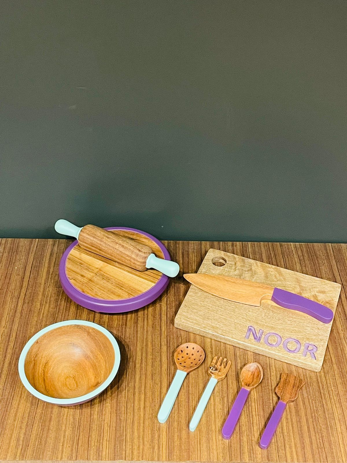 Wooden Cooking Set Combo 1 - Cooking Set with Montessori knife & board - House of Zizi