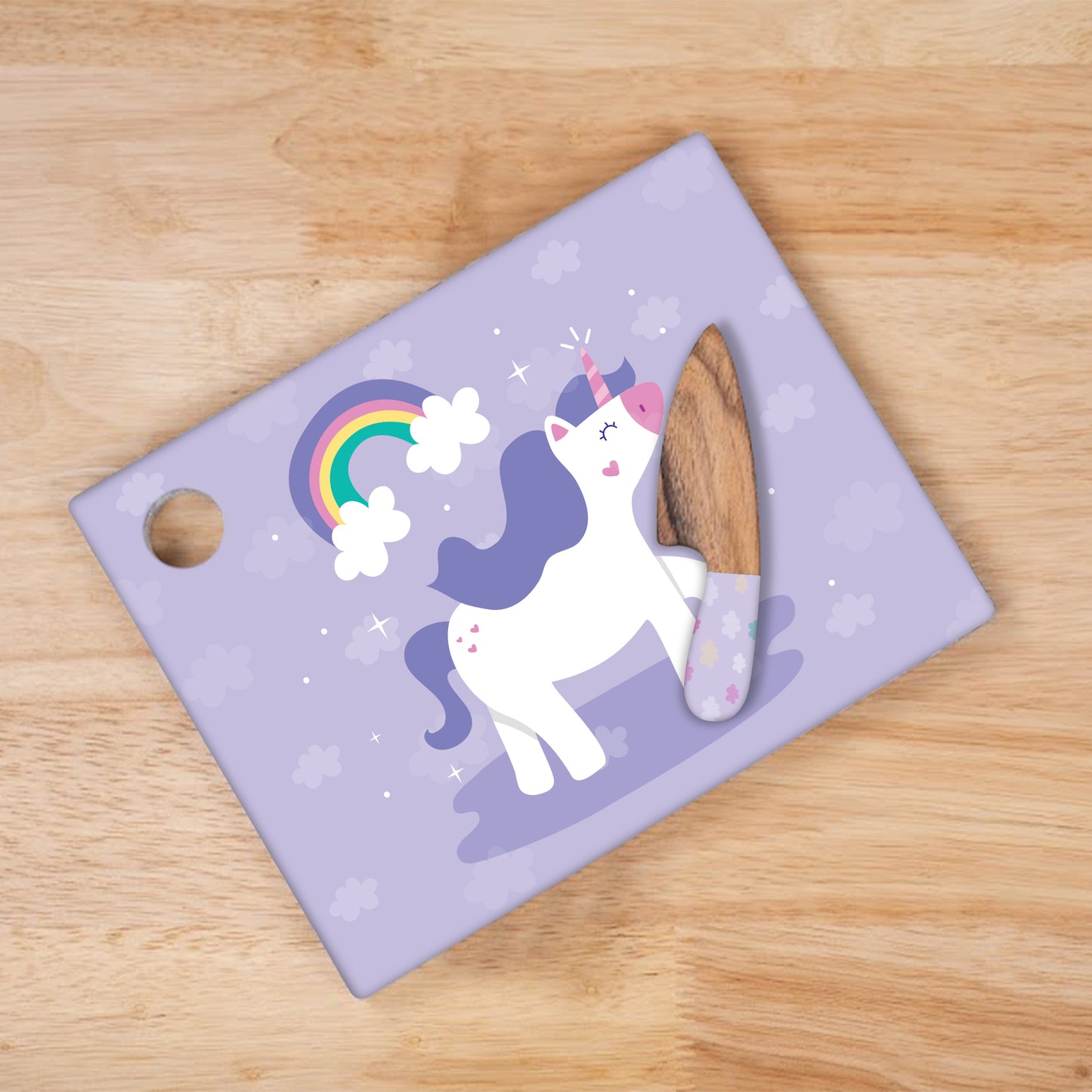 Mealtime - Unicorn Theme | Chakla Belan | Rolling Pin & Rolling Board | Montessori Knife | Cup | Knife and Chopping Board