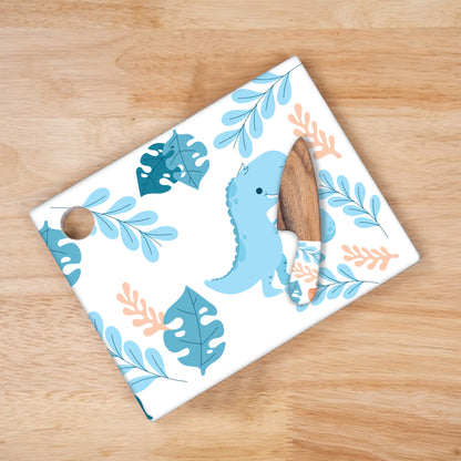 Mealtime - Dinosaur theme | Chakla Belan | Rolling Pin & Rolling Board | Montessori Knife | Cup | Knife and Chopping Board