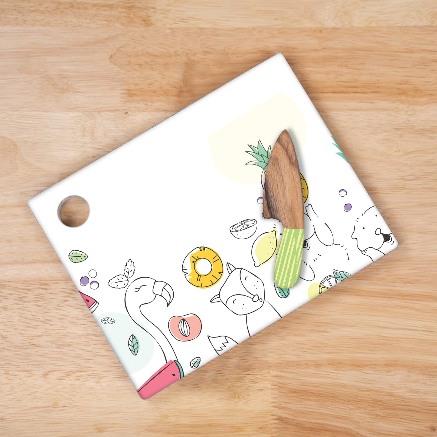 Mealtime - Animals Theme | Chakla Belan | Rolling Pin & Rolling Board | Montessori Knife | Cup | Knife and Chopping Board