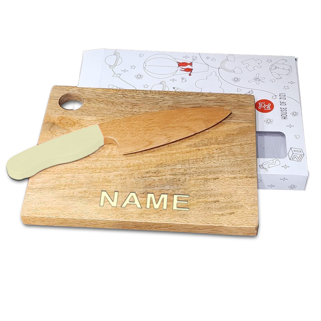 Montessori Knife and Chopping Board | Safe cutting tool for kids | Kids Cooking Knife | Personalised Chopping Board | Learning to cut with Montessori Knife | From 4 years - 10 years