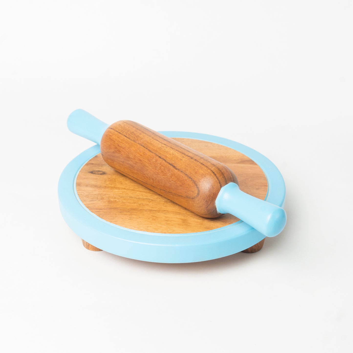 Aqua blue kids rolling pin and board