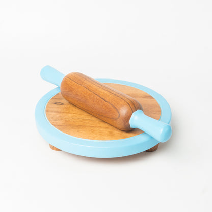 Aqua blue kids rolling pin and board