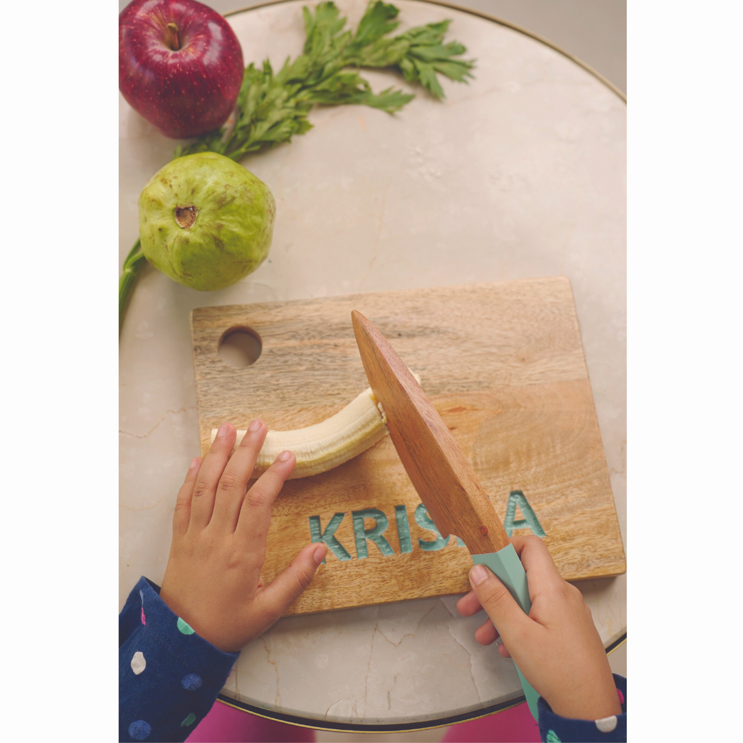 Montessori Knife and Chopping Board | Safe cutting tool for kids | Kids Cooking Knife | Personalised Chopping Board | Learning to cut with Montessori Knife | From 4 years - 10 years