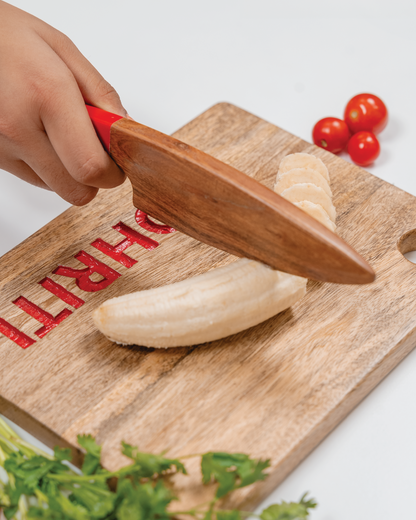 Montessori Knife and Chopping Board | Safe cutting tool for kids | Kids Cooking Knife | Personalised Chopping Board | Learning to cut with Montessori Knife | From 4 years - 10 years