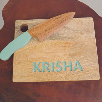 Montessori Knife and Chopping Board | Safe cutting tool for kids | Kids Cooking Knife | Personalised Chopping Board | Learning to cut with Montessori Knife | From 4 years - 10 years