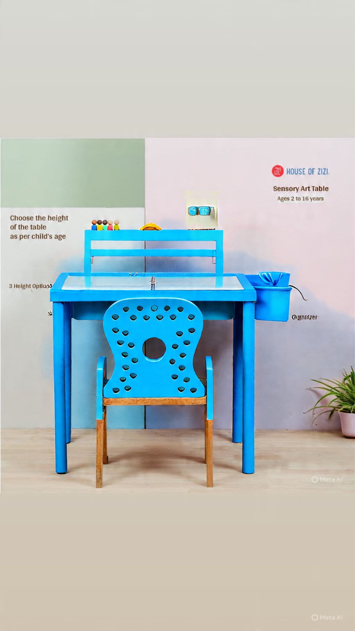 Blue children's desk and chair set