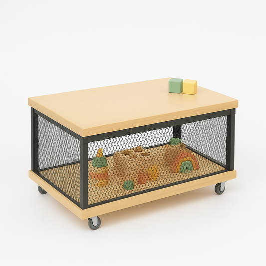 Toy Box with wheels | Storage for toys and books | Storage with table |Organizing table