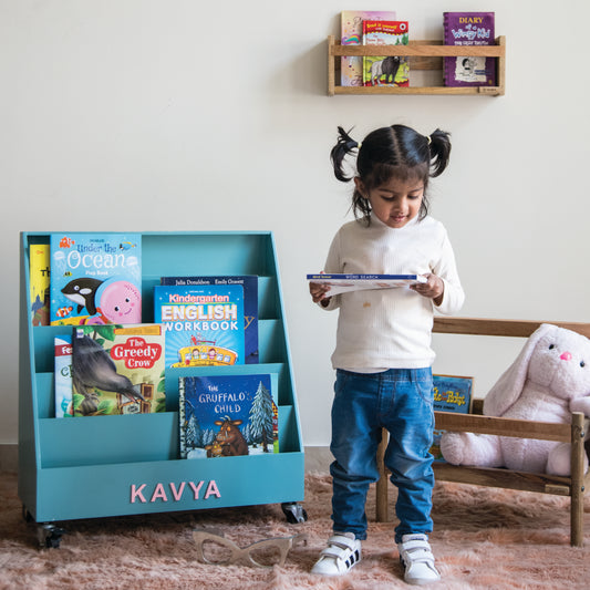 Mini Library | Bookshelf with wheels | Lockable wheels | Great for toddlers for Book Rotation