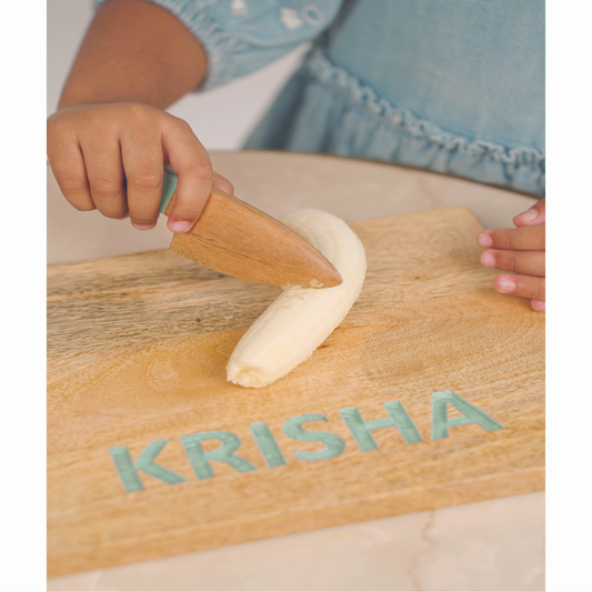 Chopping Board with Mini Knife - Toddler special | Montessori Practical Life Skills | Kids Cooking Knife | Customised Chopping Board | 1 Year - 4 Years