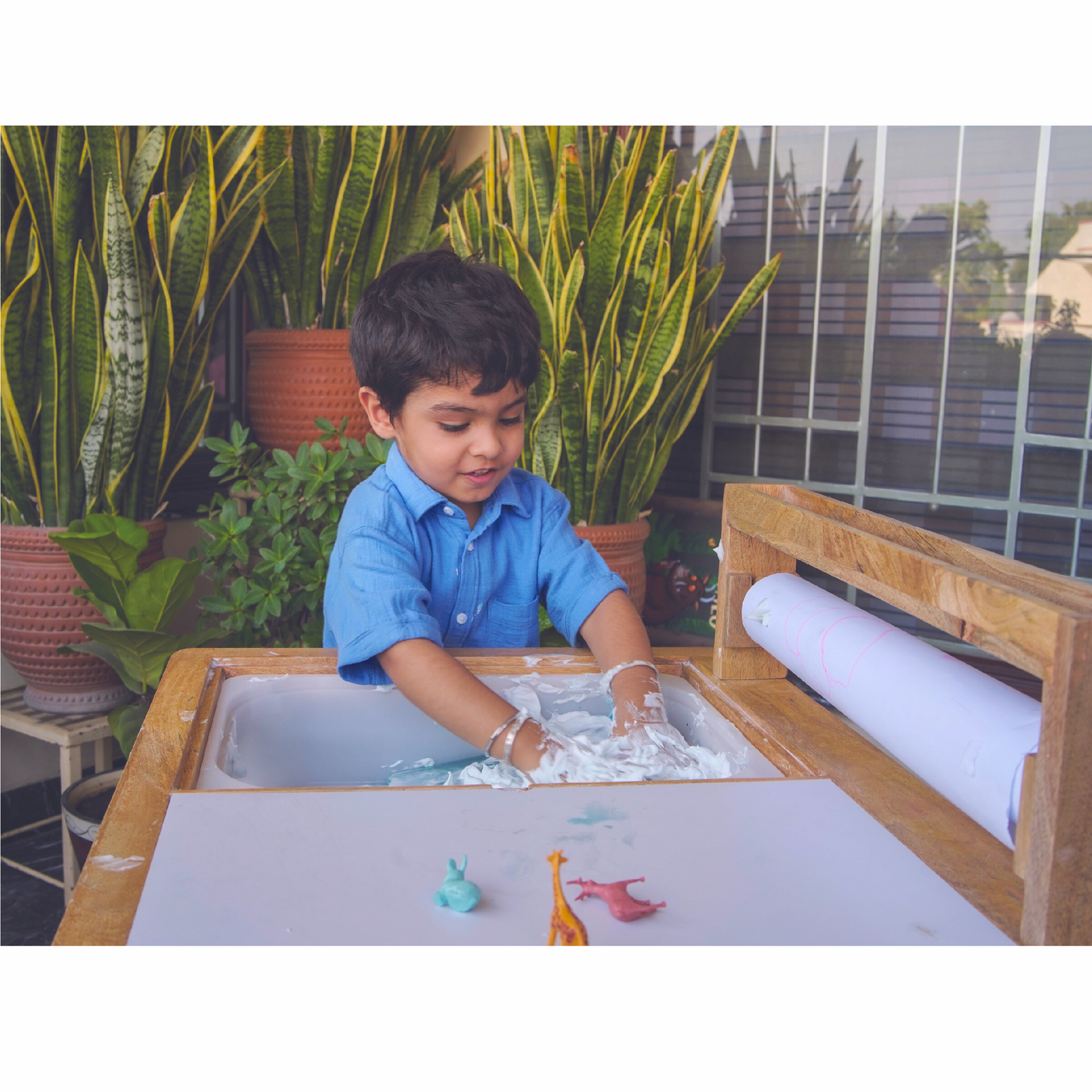 Sensory - Art - Study Table | Flisat Table for Toddlers | Activity Table with Bins and White board | Sensory Development Play | Montessori Inspired | Sand Play | Water Play | Child Safe | Non Toxic Paints