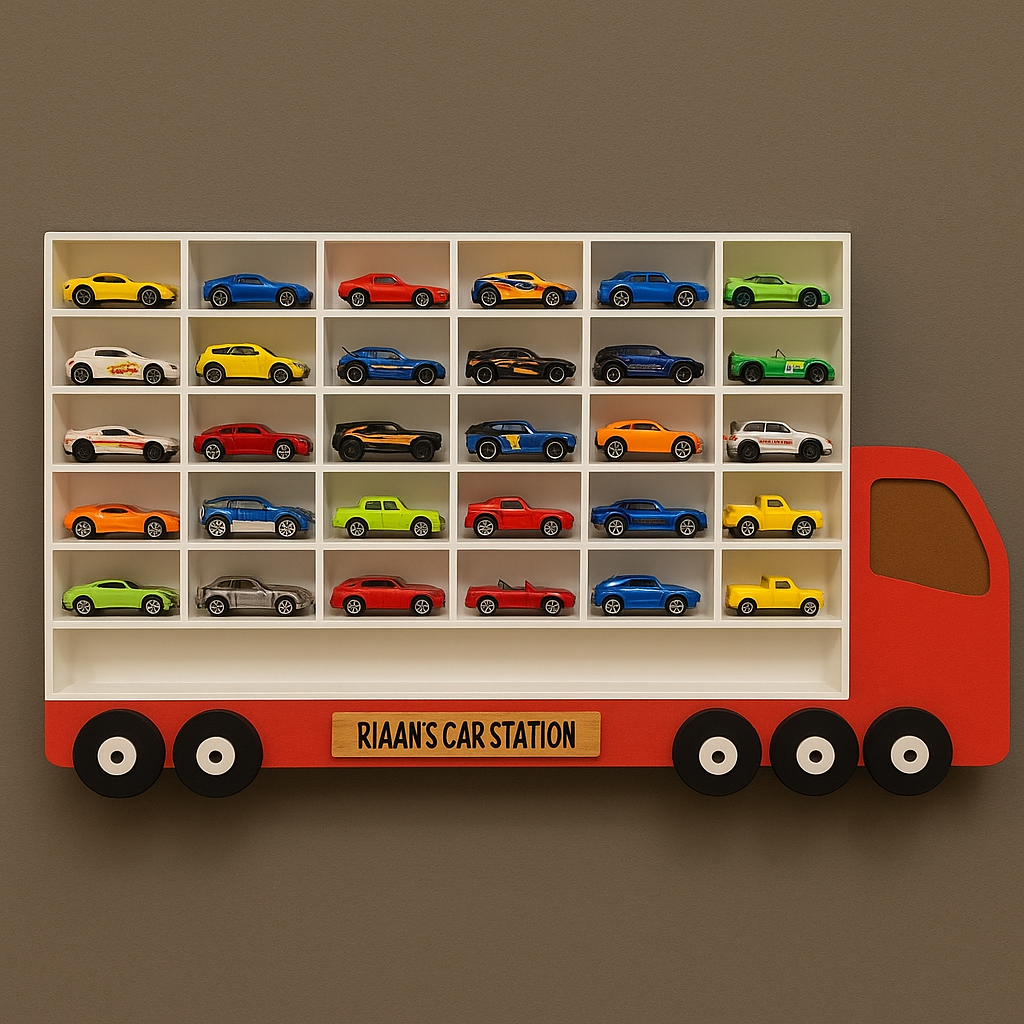 Monster Truck Garage - 25 Slots | Toy Cars Organizer | Storage for Cars | Hot Wheels Organizer | Kids Room Decor
