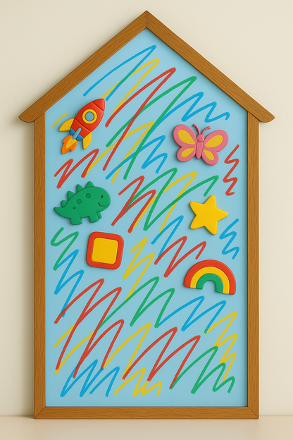 Colourful Magnetic Scribbling Board | House Shaped | Arch shaped| Wooden Border