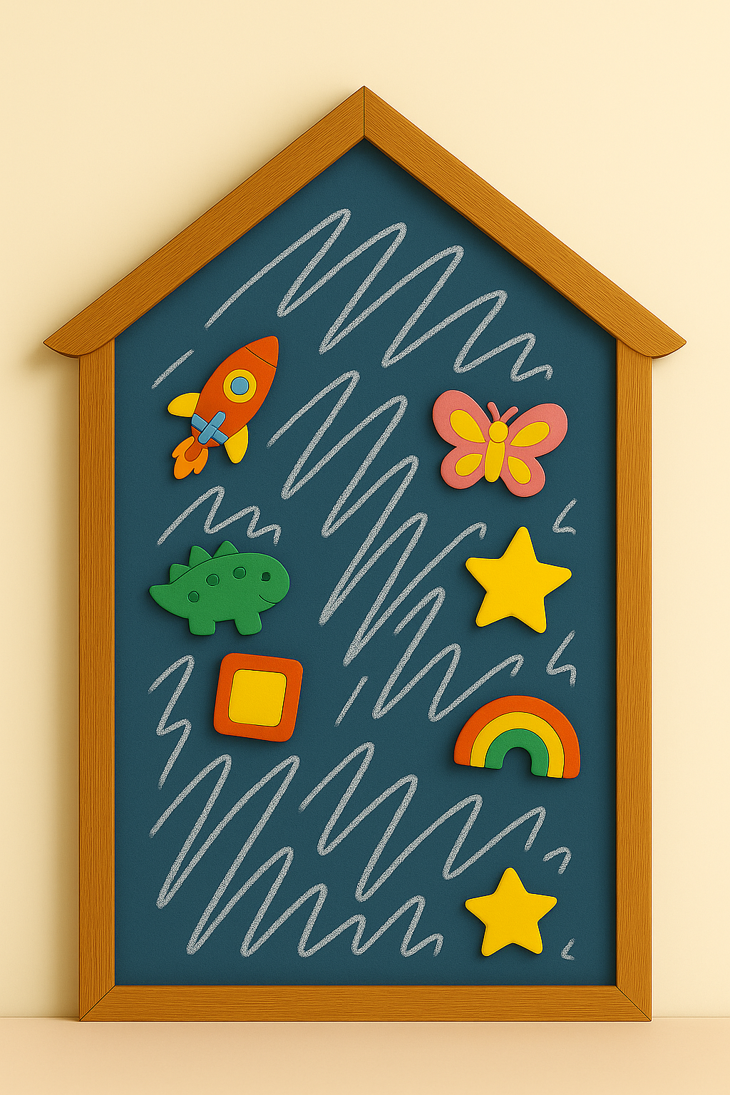 Colourful Magnetic Scribbling Board | House Shaped | Arch shaped| Wooden Border