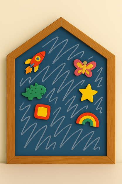 Colourful Magnetic Scribbling Board | House Shaped | Arch shaped| Wooden Border