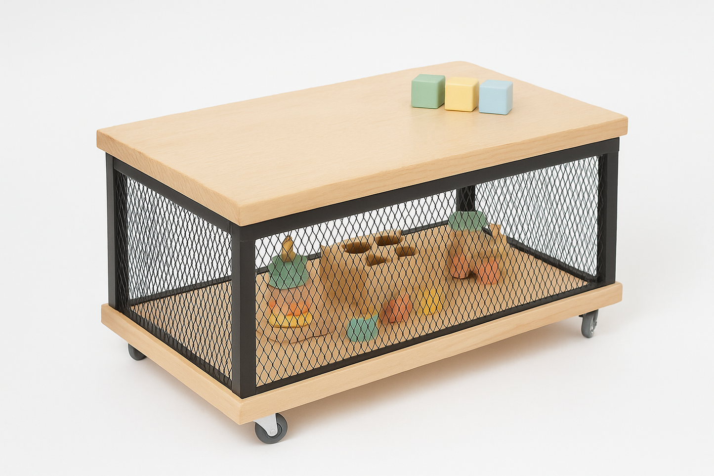 Toy Box with wheels | Storage for toys and books | Storage with table |Organizing table