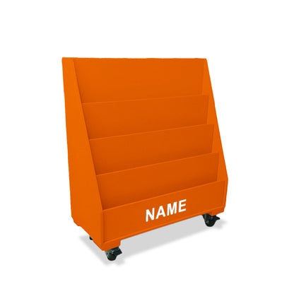 Orange movable book shelf