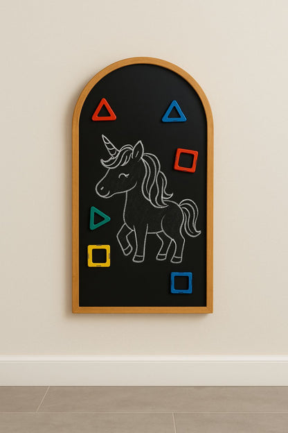 Colourful Magnetic Scribbling Board | House Shaped | Arch shaped| Wooden Border