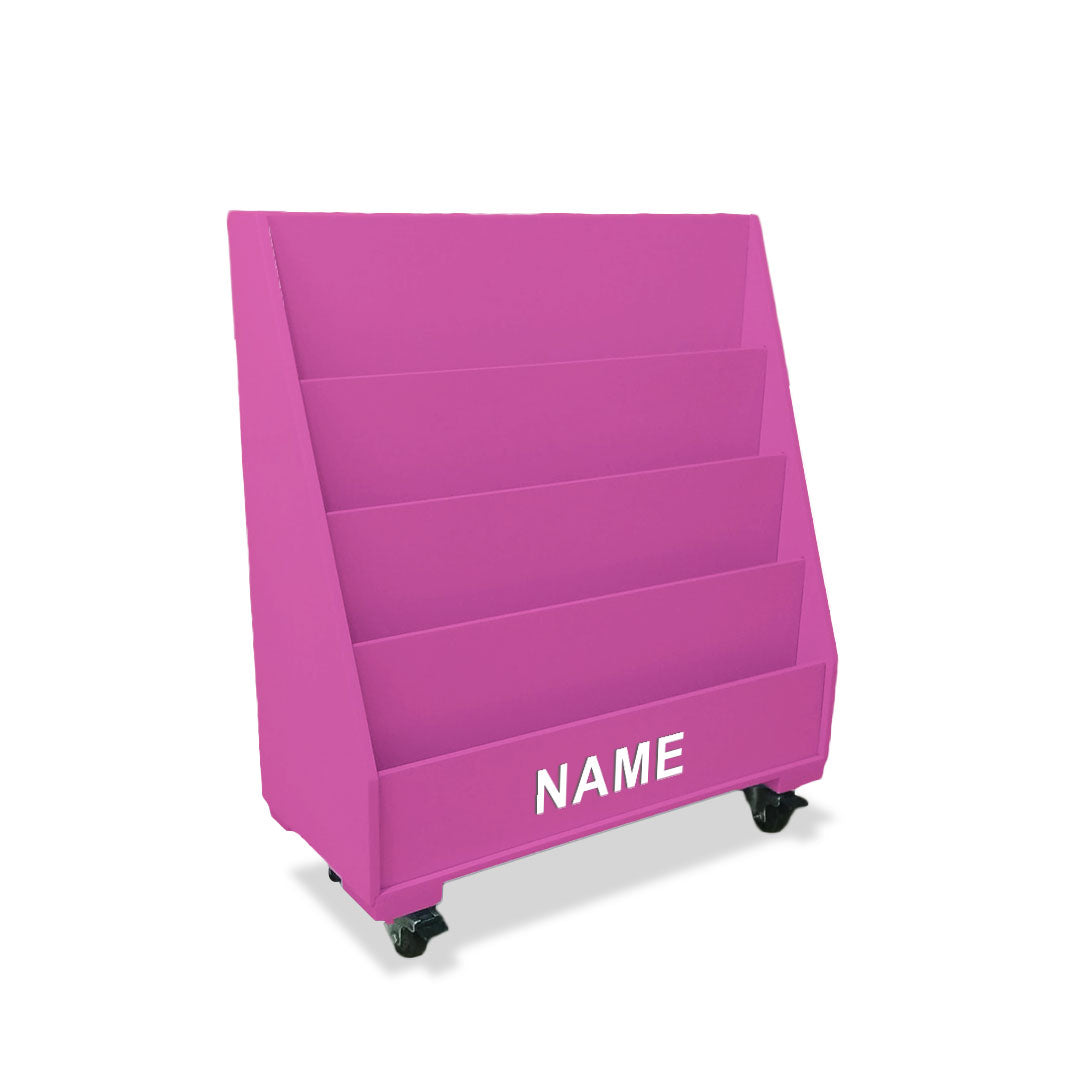 Princess pink bookshelf with wheels