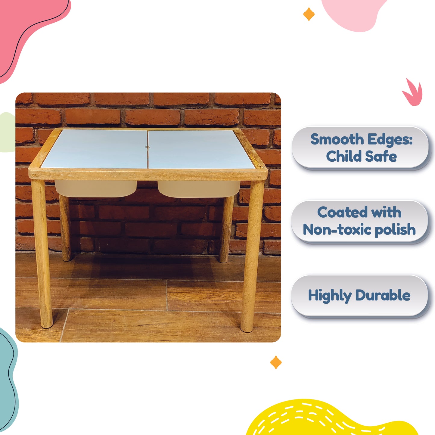 Sensory Table | Flisat Table for Toddlers | Activity Table with Bins and White board | Sensory Development Play | Montessori Inspired | Sand Play | Water Play | Child Safe | Non Toxic Paints