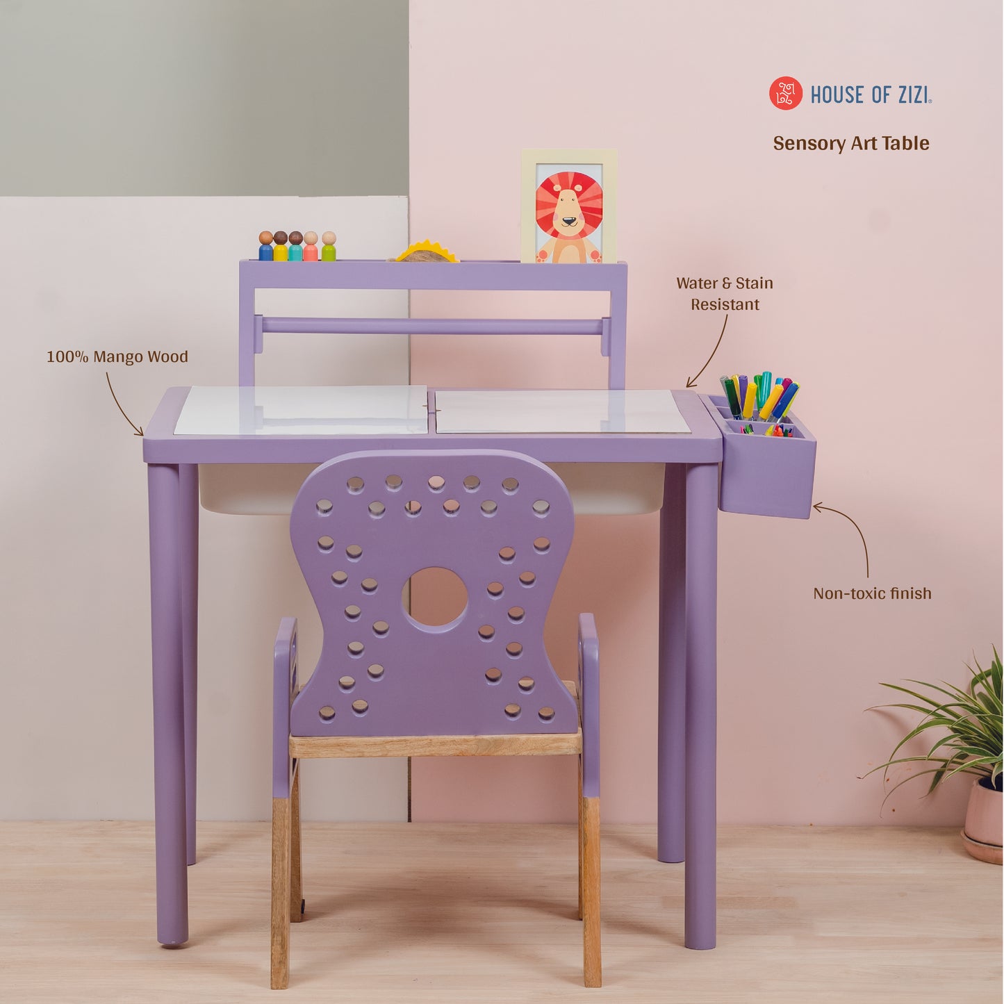 Wooden Study & Sensory Art Table with Chair | Sensory Art Table | Sensory Table | Messy Play Table | Kids Activity Table