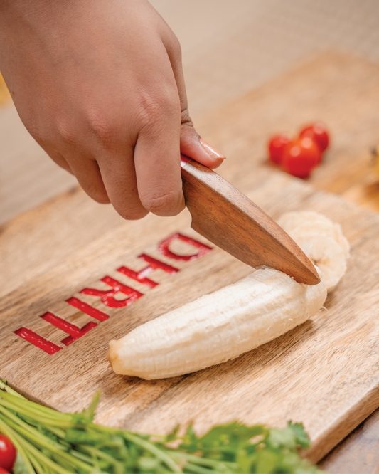 Chopping Board with Mini Knife - Toddler special | Montessori Practical Life Skills | Kids Cooking Knife | Customised Chopping Board | 1 Year - 4 Years