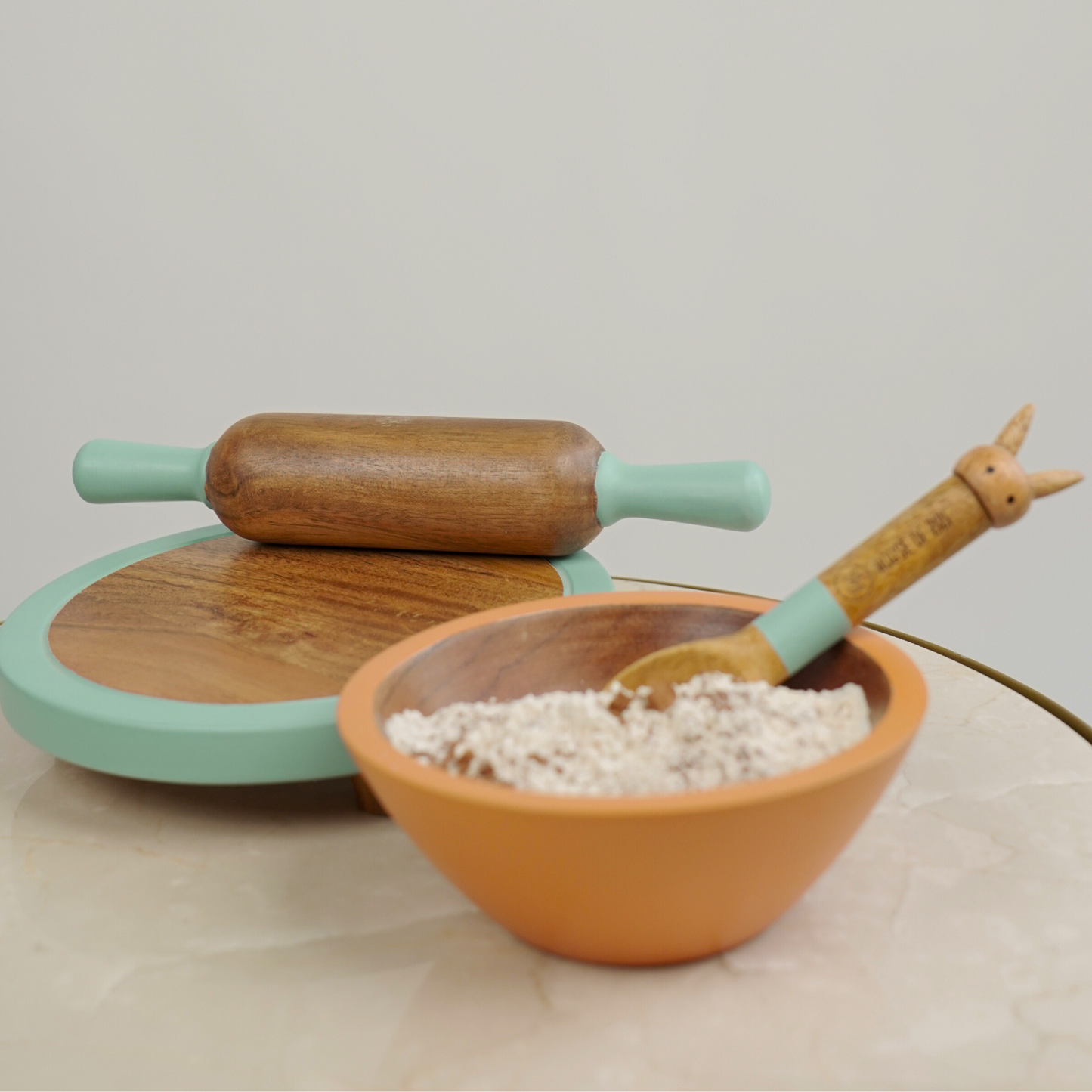 Toddler Combo 3 - Chakla Belan, Rattle Spoon & Wooden Bowl