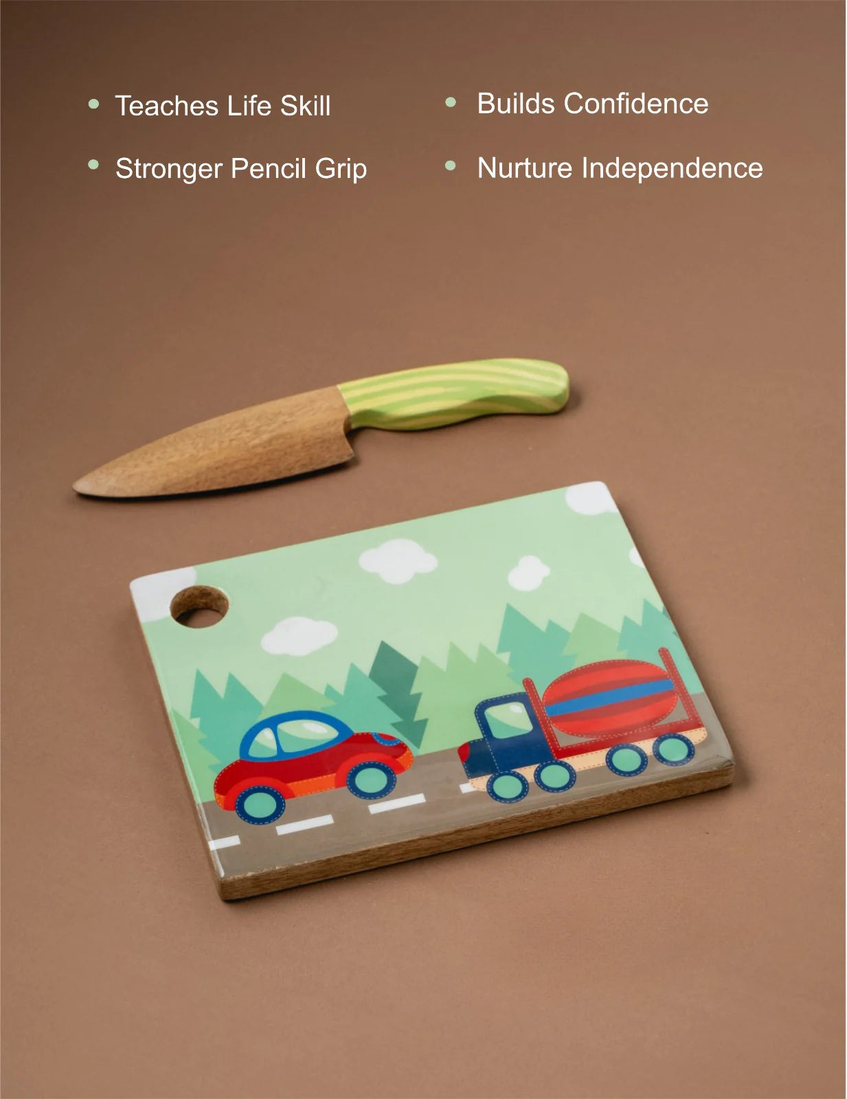 Toddlers montessori knife and chopping board