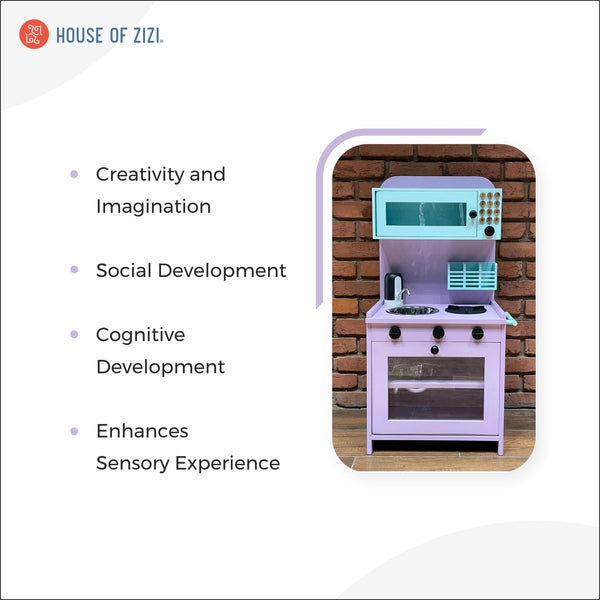 Wooden Play Kitchen with Microwave