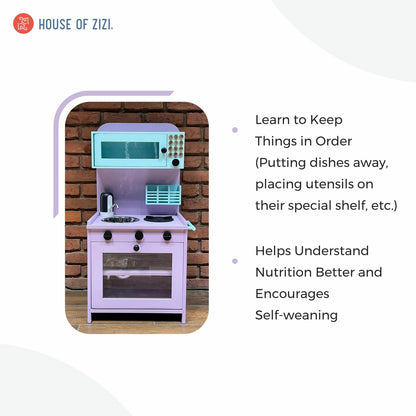 Wooden Play Kitchen with Microwave