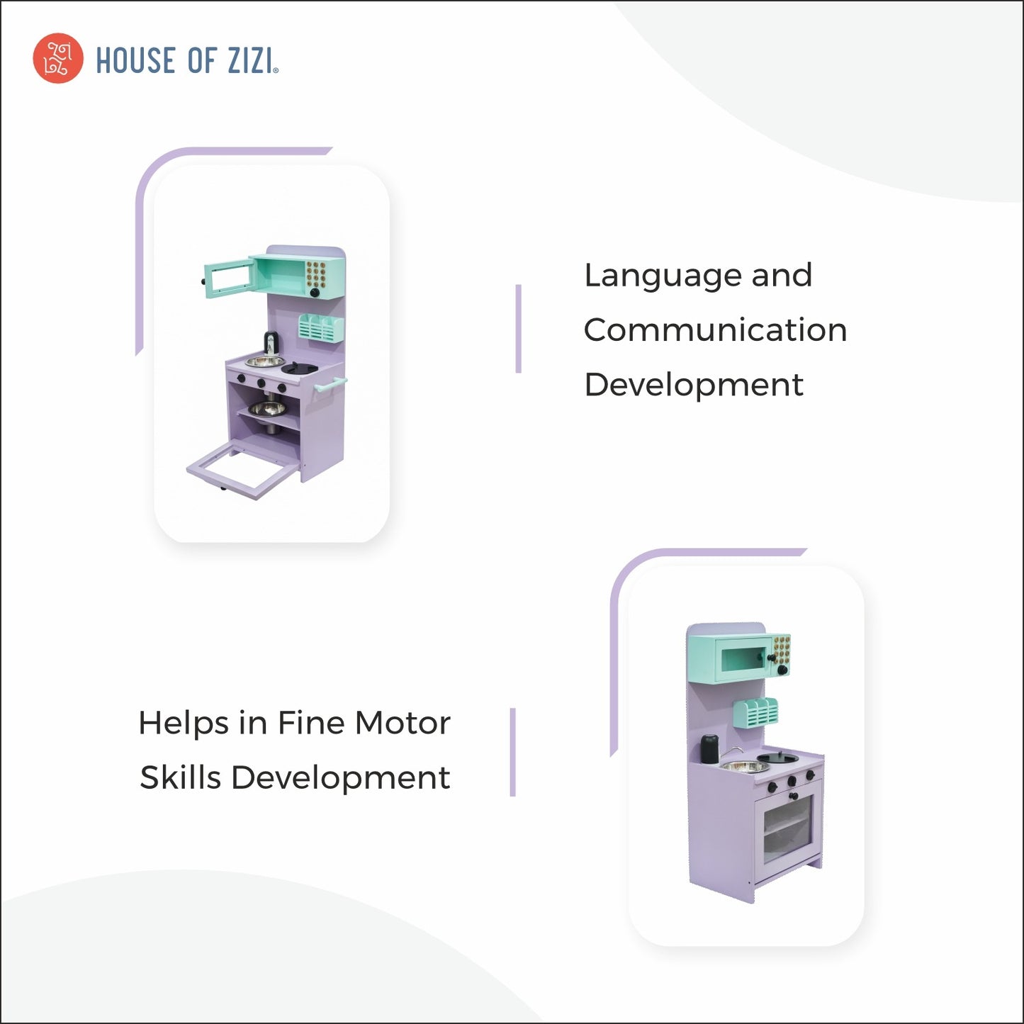 Wooden Play Kitchen with Microwave
