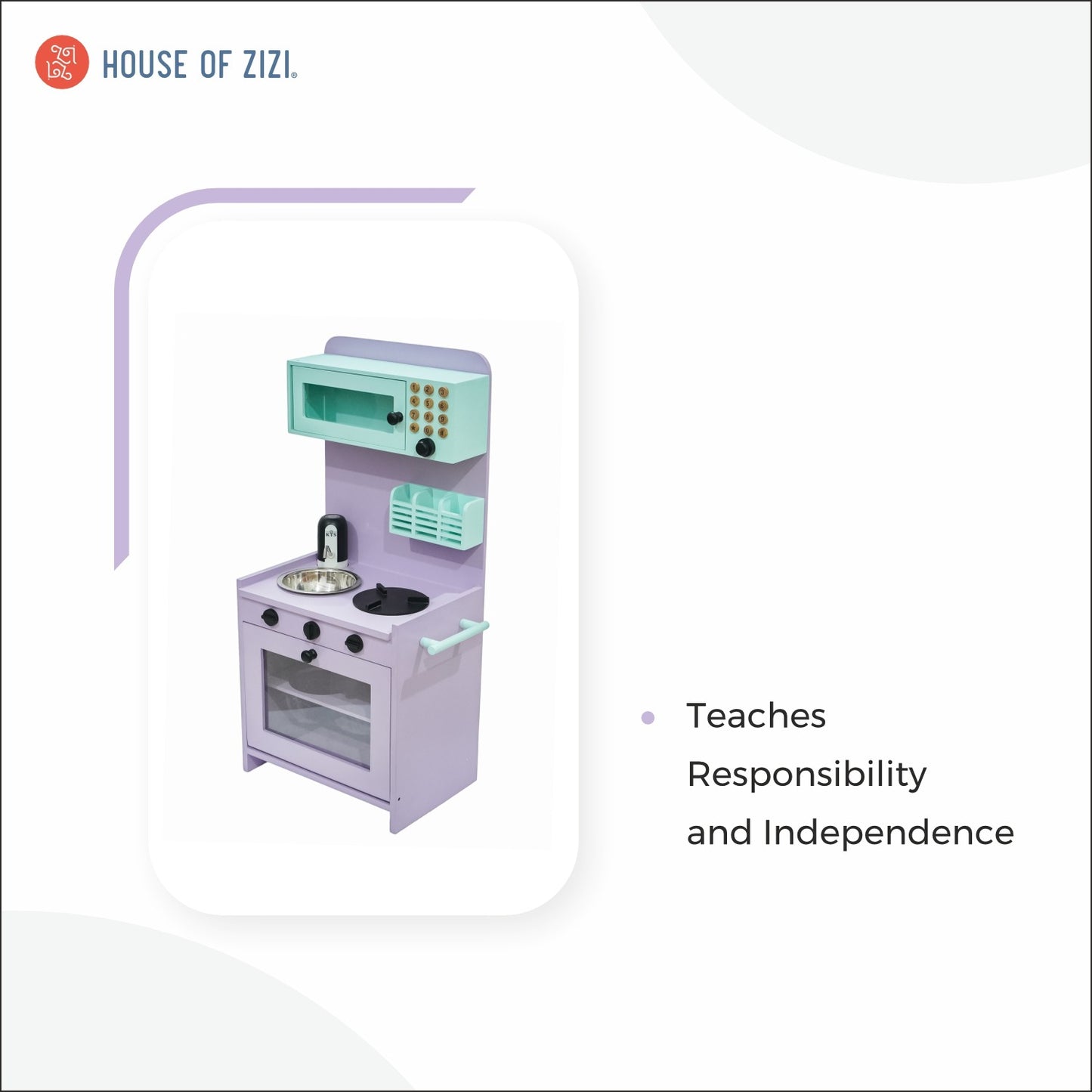 Wooden Play Kitchen with Microwave