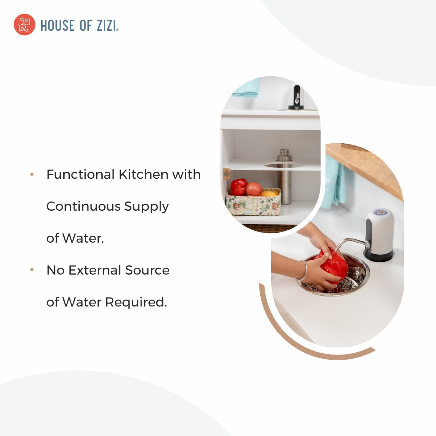 Wooden Play Kitchen with Water Dispenser