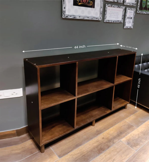 Montessori Wooden Shelf - Dark Brown with 6 cubies