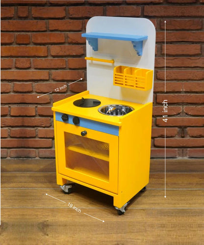 Wooden Play Kitchen with Wheels