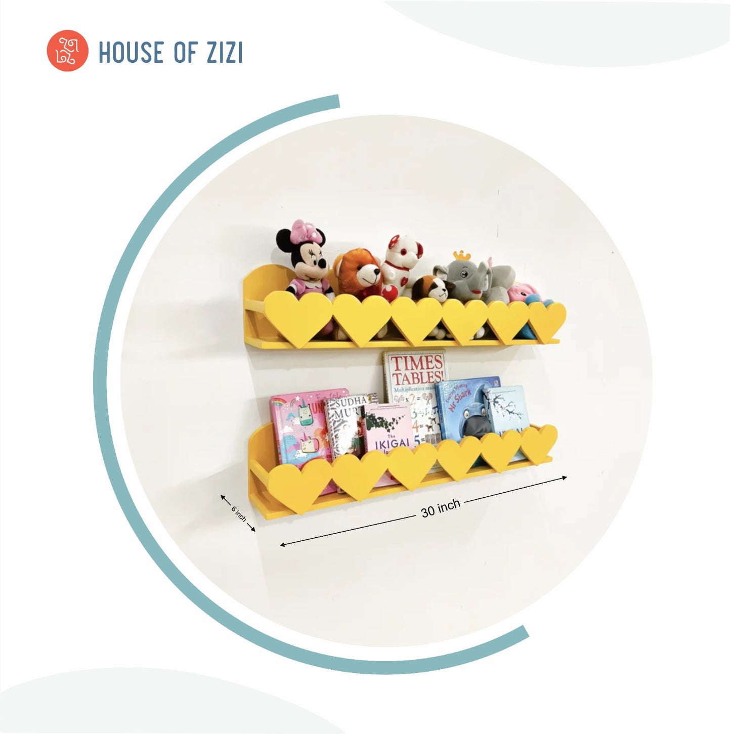 Wall Book & Toy Shelf - Hearts Shaped