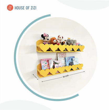 Wall Book & Toy Shelf - Hearts Shaped
