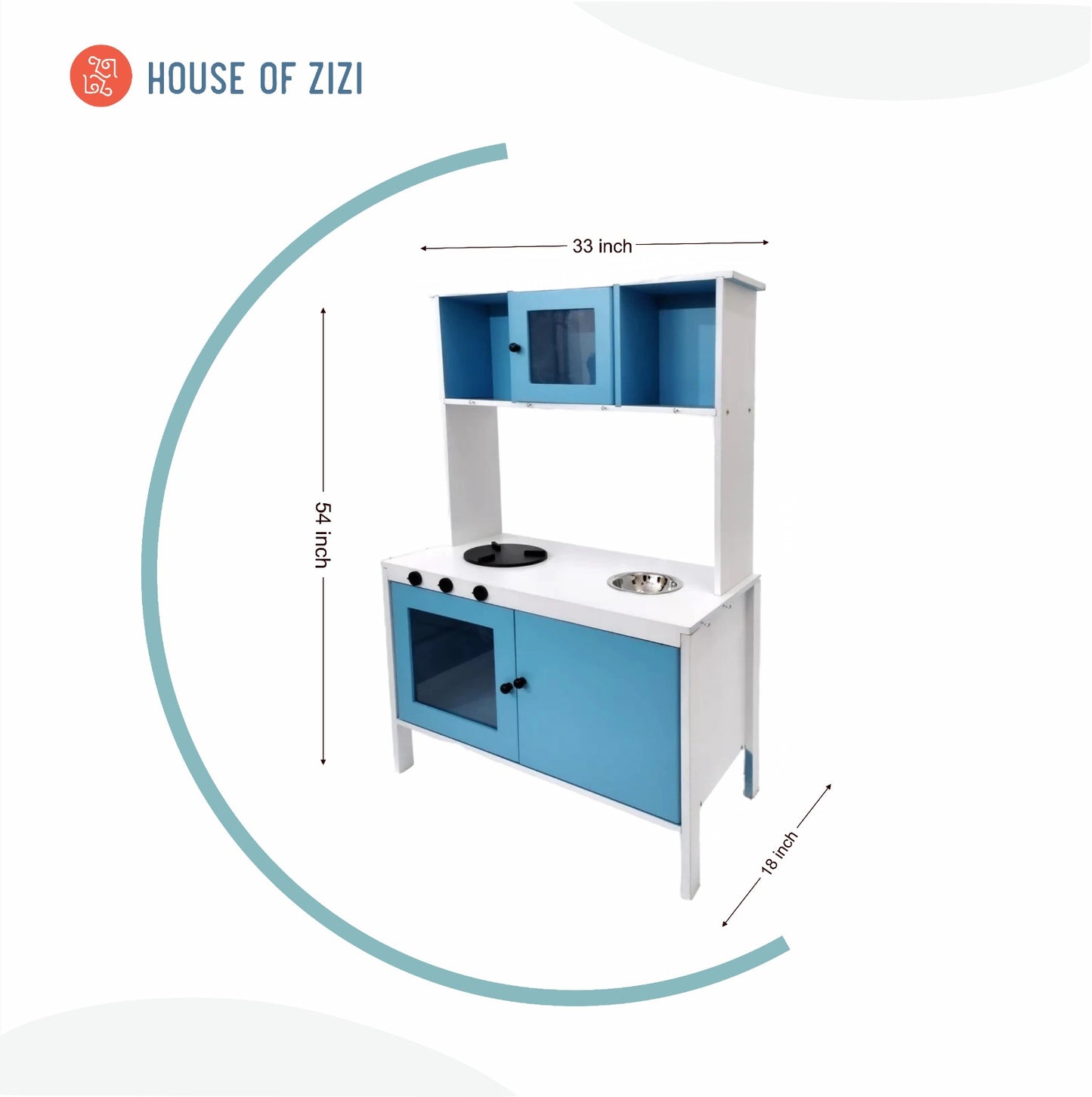 Wooden Play Kitchen Set (54") | Wooden Kitchen Set for Pretend Play | Wooden Play Kitchen with Water Play | Kids Play Kitchen Set | Pretend Play Kitchen | Functional Water Dispenser