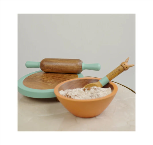Toddler Combo 3 - Chakla Belan, Rattle Spoon & Wooden Bowl