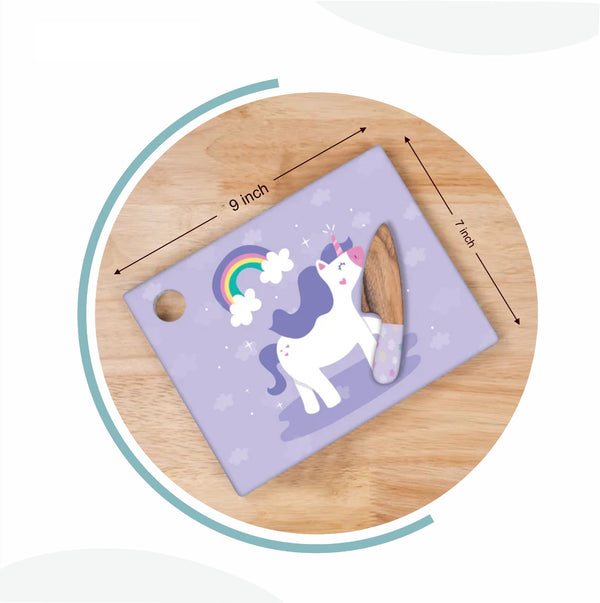 Unicorn theme - Mini Montessori Knife and Chopping Board